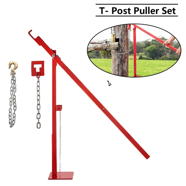 T- Post Puller with Chain Choker Set for Round Fence Post Metal Sign Tree Stump T- Post Puller with Chain Choker Set for Round Fence Post Metal Sign Tree Stump