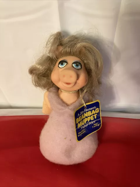 Vintage Jim Henson Miss Piggy Beanbag Muppet Fisher-Price 1977-79 PreOwned W/Tag