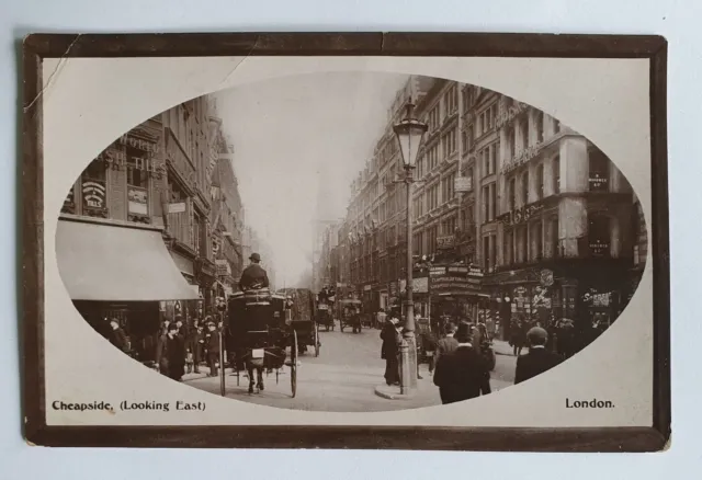 Vintage Unposted Davidson Bros B&W Postcard - Cheapside (looking East) London #A