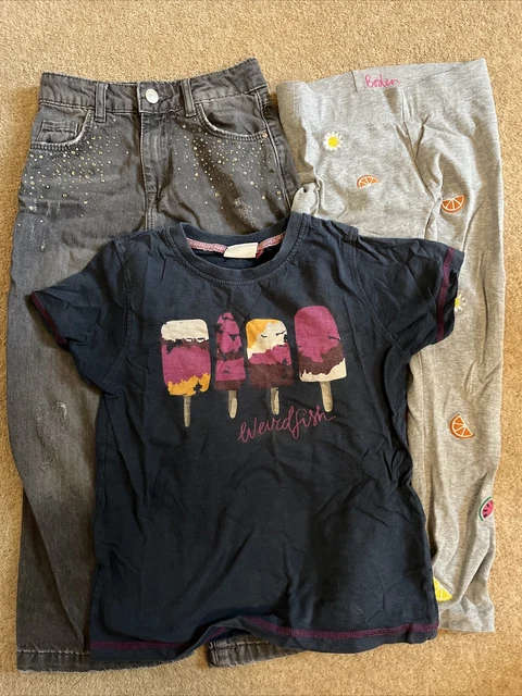 Pacchetto vestiti ragazze, età 7-8, pesce strano, mini fondo e denim co