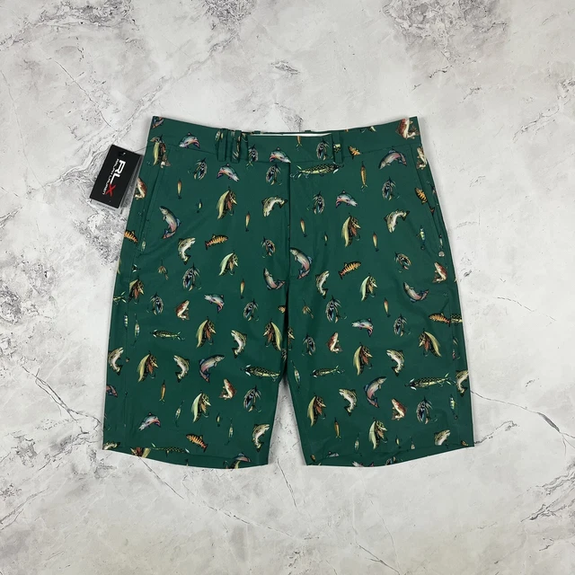 Ralph Lauren RLX Green Fish Print Classic Stretch Golf Shorts W32” *BNWT* NEW