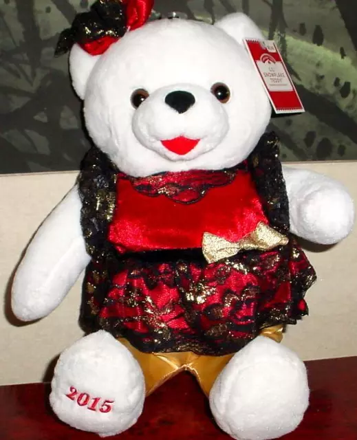 2015 WalMART CHRISTMAS Snowflake TEDDY BEAR White Girl13" Black outfit Brand New