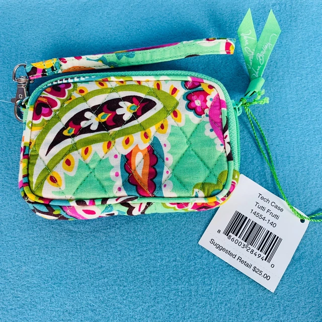 Vera Bradley TUTTI FRUTTI TECH CASE Zippered Wristlet Cords Earbuds Chargers NWT
