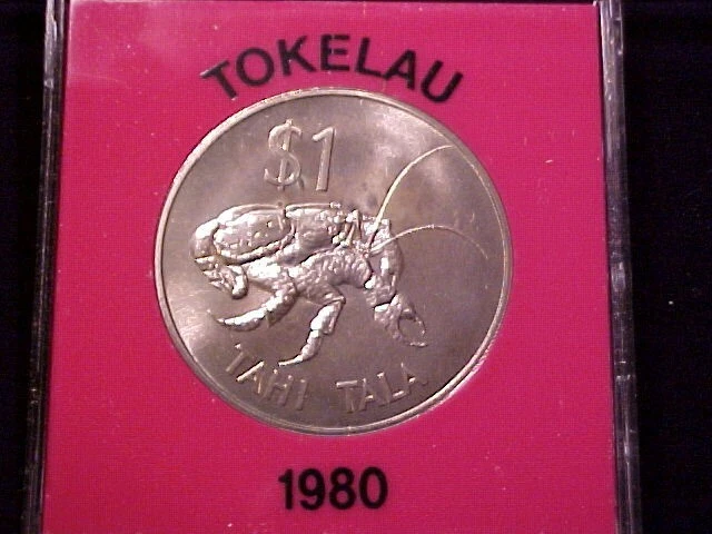 Tokelau $1 Tahi Tala C/N Crown 1980 Ch Bu Coconut Crab In Case Elizabeth Ii