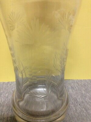 Vintage Clear Glass Liquor Decanter With Cut Flowers 2