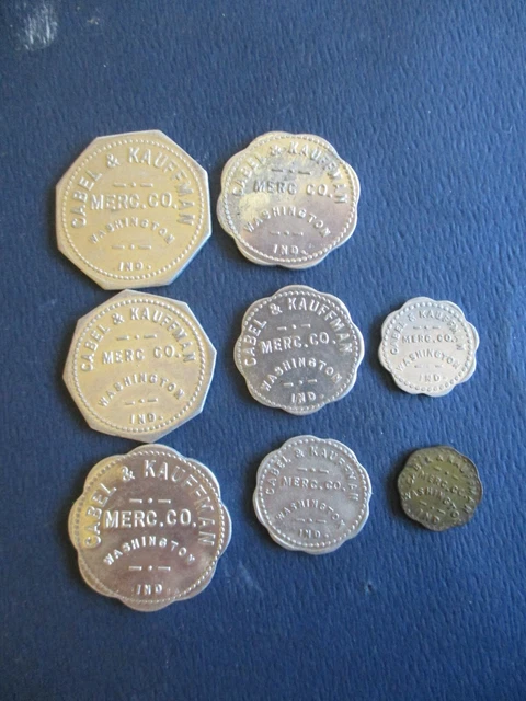 Cabel & Kaufman Merc. Co., Washington,Indiana. Complete Set Good For Coal Tokens