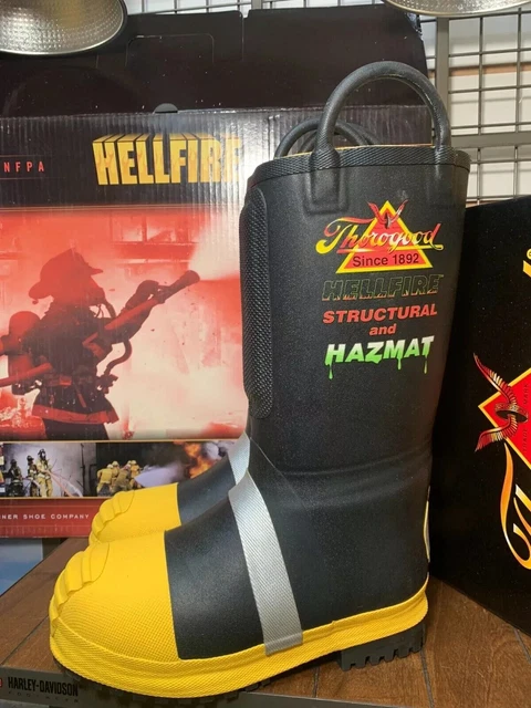 THOROGOOD HELLFIRE RUBBER Steel Toe Structural Bunker Boot Fireman 807 ...