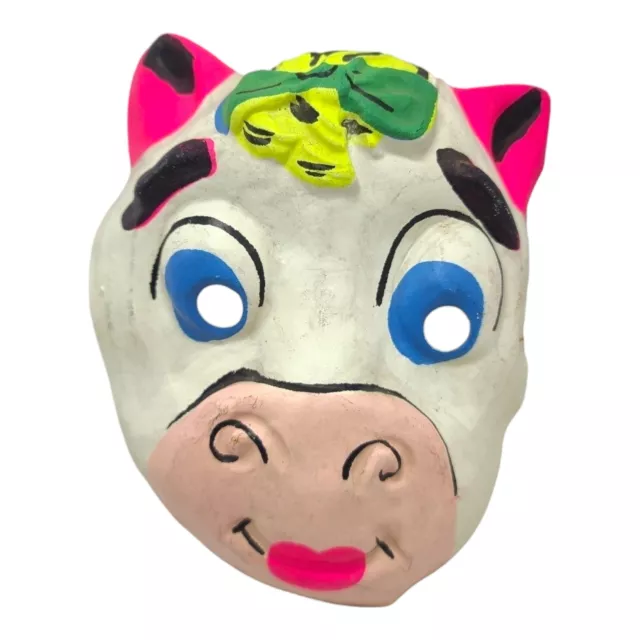 Vintage 60s Halloween Costume Mask Cow Colorful