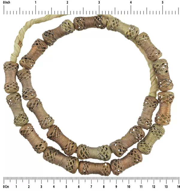 Brass beads handmade Ashanti Akan lost wax African trade Ghana bronze casting