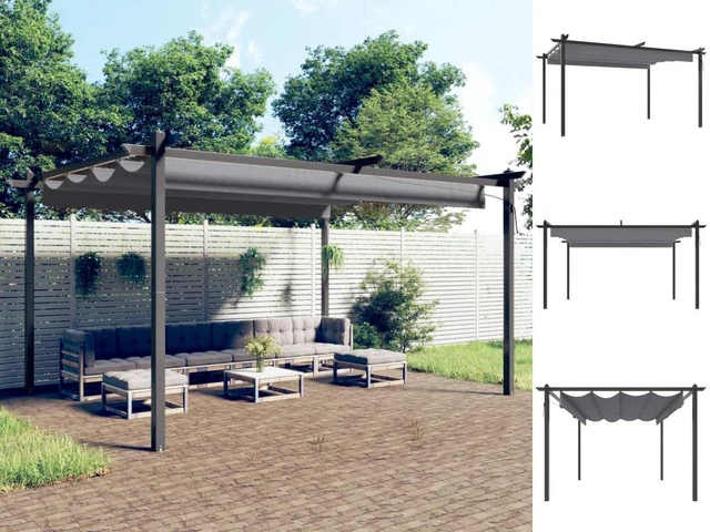 Pavillon Mit Ausziehbarem Dach 4x3 M Anthrazit Falt-Markiese