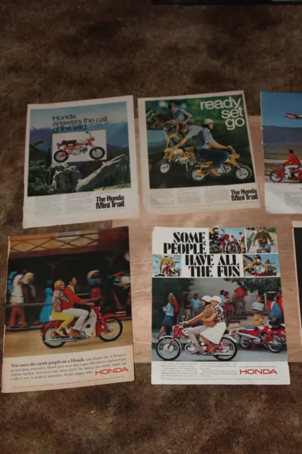 Lot of 7 Vintage 1960s Large ADs Retro HONDA SCOOTERS DUCATI MOTORCYCLE 2