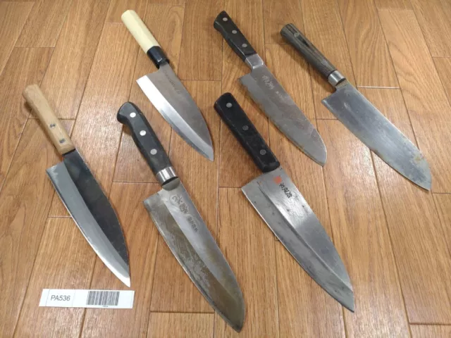 Damaged Lot of Japanese Chef's Kitchen Knives hocho set from Japan PA536