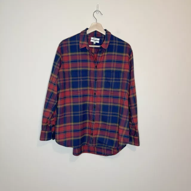 Madewell Flannel Oversized Ex-Boyfriend Shirt in Lewis Plaid Button Down Size M