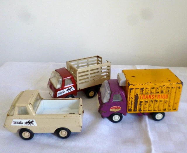 CAMION PICK-UP VINTAGE Tonka 4x4 métal/plastique années 1980 vert jaune