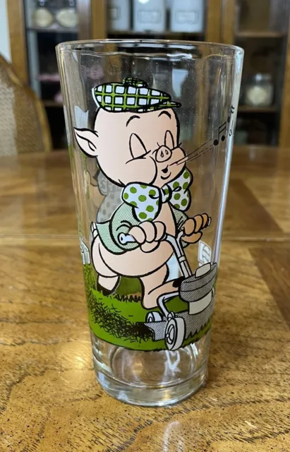 Vintage 1976 Pepsi Collector Series Glass Porky Pig & Petunia Pig Looney Tunes