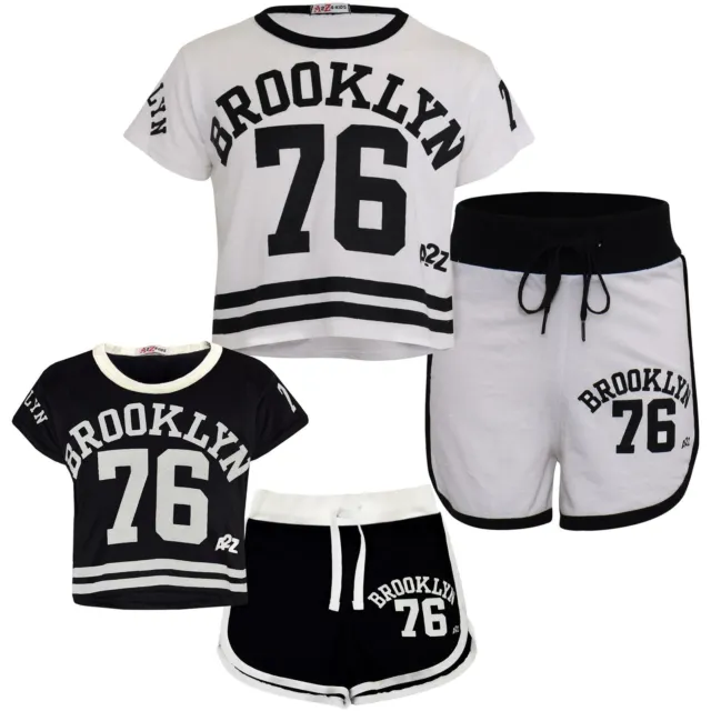 Pantaloncini per bambine Brooklyn 76 stampa top pantaloni corti caldi set di abbigliamento