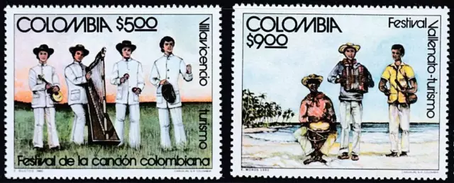 Colombie 1980 Tourisme Sc#880-81 MNH Musique, Instruments