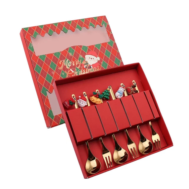 Ensemble de fourchettes et cuillères de noël, cuillère à café pour mariage,