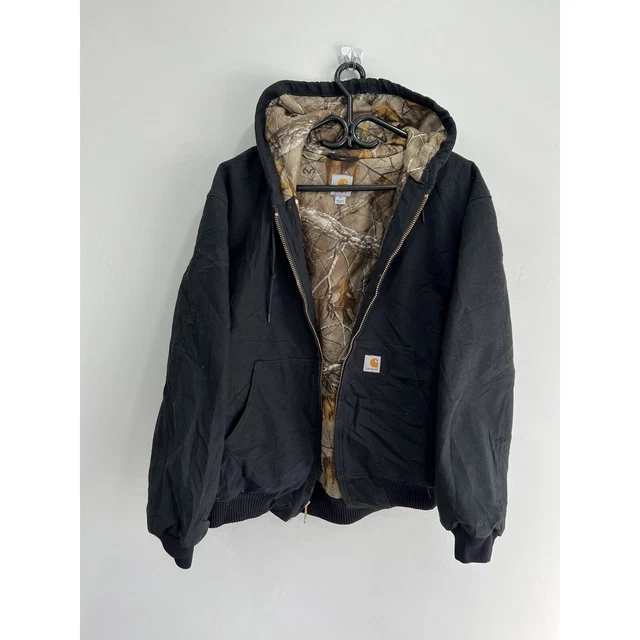Vtg Carhartt Real Tree Hooded Jacket camo lined mossy oak detroit