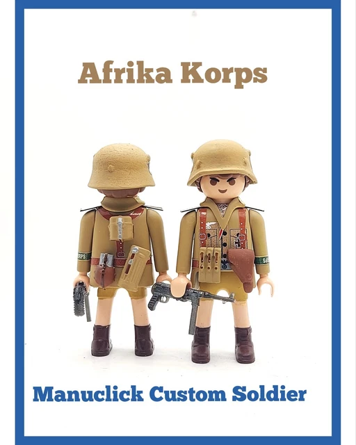 Playmobil Custom - Sous-officier Afrika Korps & Moto BMW (Tunis 1942) Ref-001