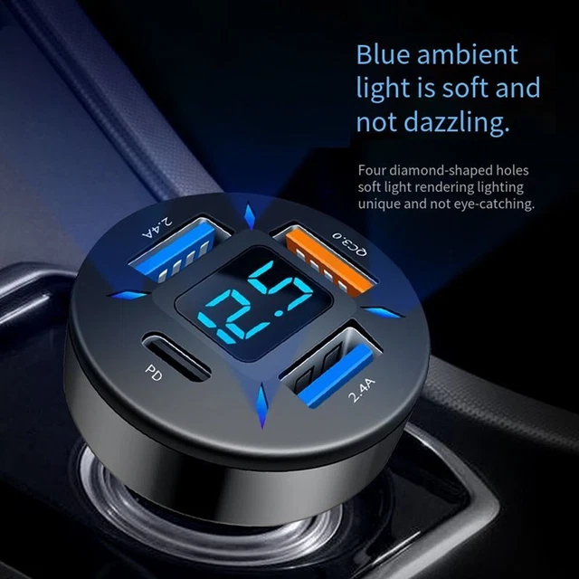 Voiture Chargeur 1X Neuf Voltage Surveillance 12V/24V 4USB USB1 Sortie 5V/2.4A