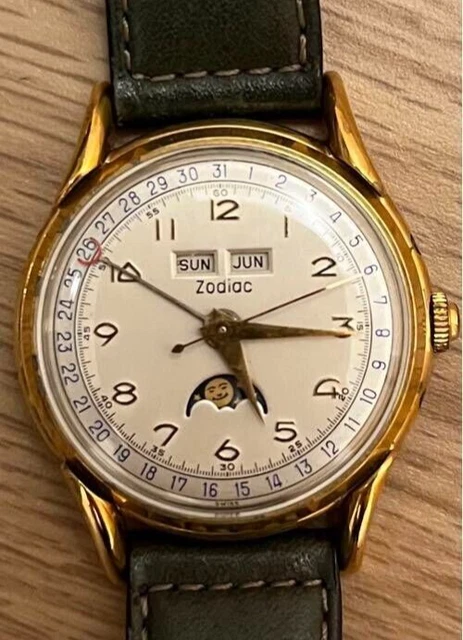 OROLOGIO DA UOMO Zodiac Moon Phase Triple Calendar anni #39 60 EUR 1 334