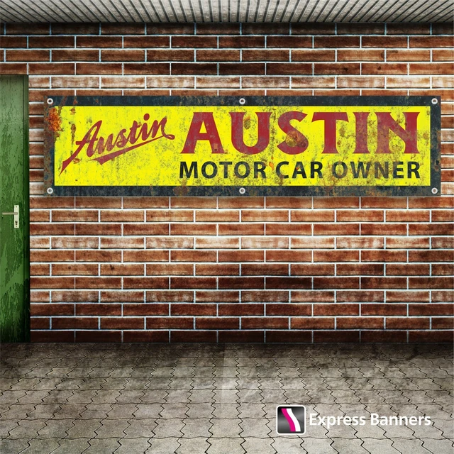 Austin Auto Logo Vintage Stil PVC Banner - Garage Werkstatt Mankave Schild - Retro