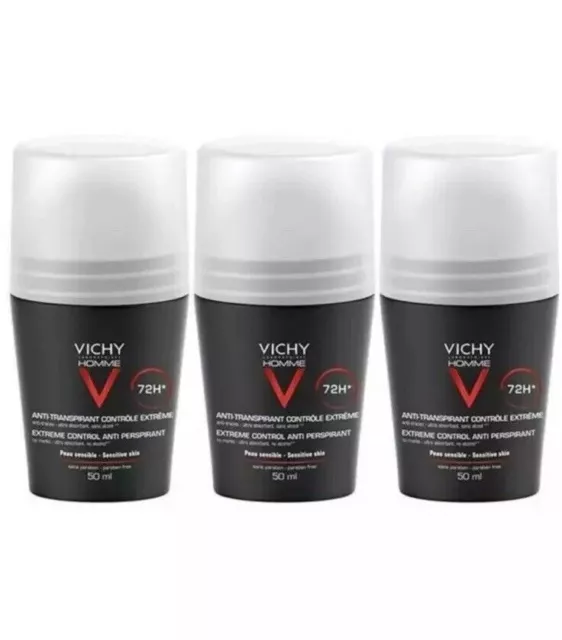 CONFEZIONE 3x VICHY HOMME ANTITRASPIRANTE 72h DEODORANTE ROLL-ON 50 ml.