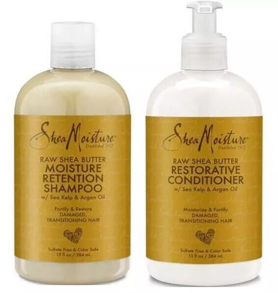 Shea Moisture Brut Beurre Karité Hydratation Rétention Shampooing & 369ml Chaque