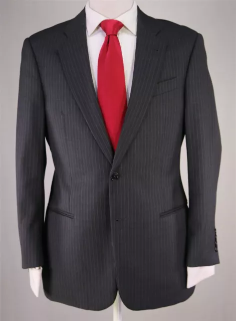 Armani Collezioni Current Charcoal Gray Striped 2-Btn Luxury Wool Suit 40R 2