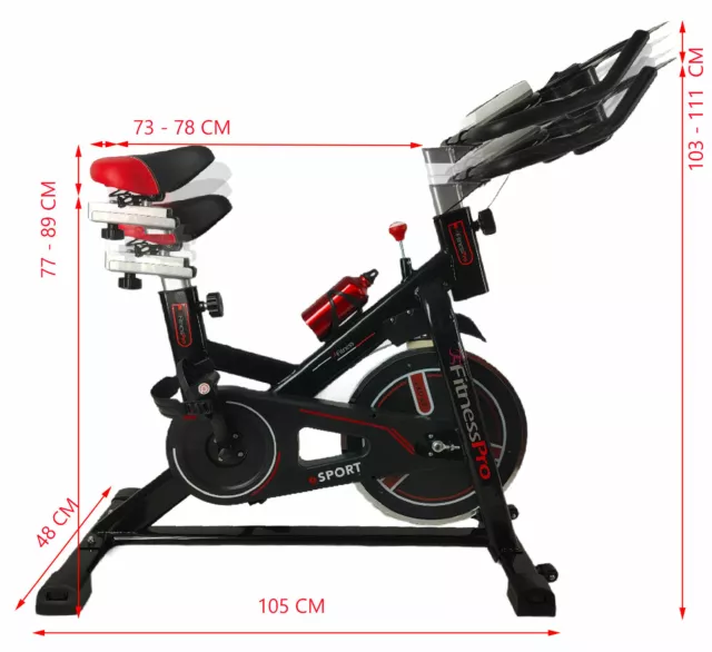 Spin Bike 10Kg Flywheel Fitness Black Cycling Commercial Home Gym Indoor 2