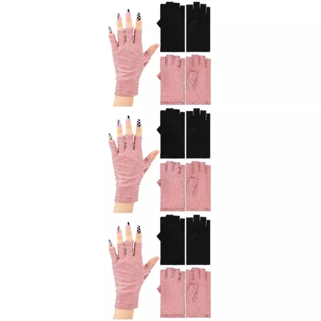 6 pares de guantes UV para uñas para protección solar mujeres luz ultravioleta sin dedos