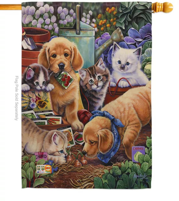 Helpful Garden Paws Pets Dog Puppy Cat Kitty Flowers House Yard Flag 3
