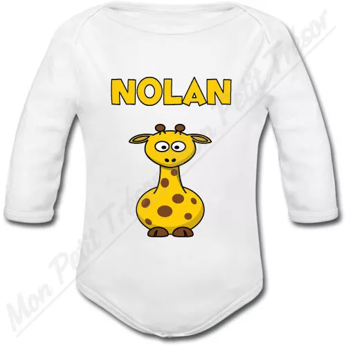 Body Bébé Girafe avec prénom personnalisé - cadeau de naissance fille garçon