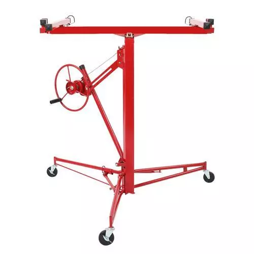 11FT Drywall Lift Plasterboard Panel Rolling Lifter Lockable Industrial Tool Red