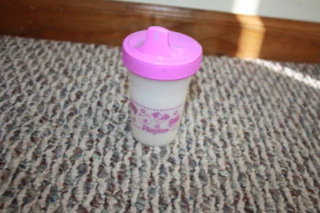 Vintage 1995 4 oz Playtex Sippy Cup Purple Cat Dog Pig Monkey w/ VALVE