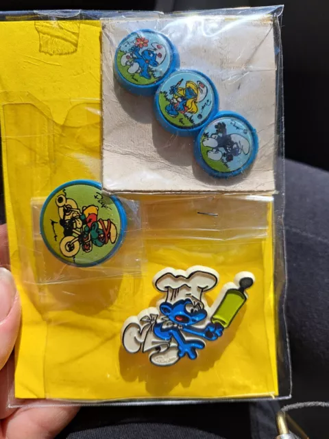Puffi Peyo Smurfs vintage  lotto due spille fermacapelli puffo nero puffetta