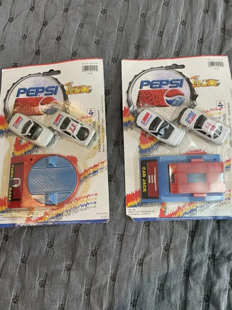 Lot of 2 Vintage NIP Pepsi-Cola Cars &Accessories, Golden Wheel Die Cast