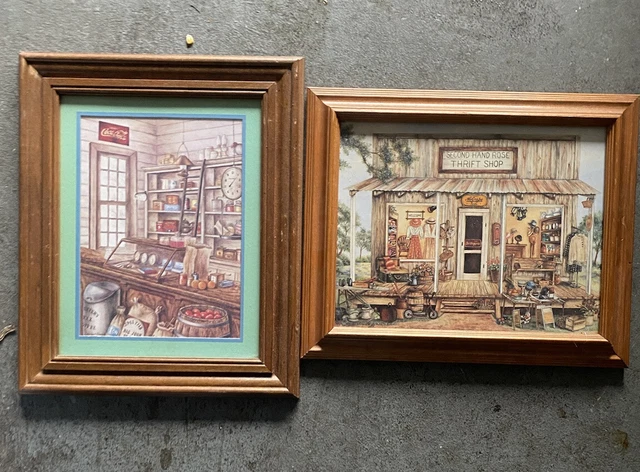 lot of 3 frames - COCA COLA FRAMED, thrift store, baseball  pictures frames