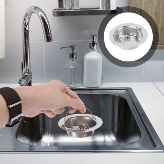2pcs Handle Kitchen Sink Strainer Garbage Mesh Stopper Waste Plug Sink Filter