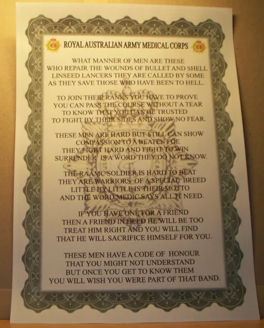 Royal Australian Army Medical Corps Poem.