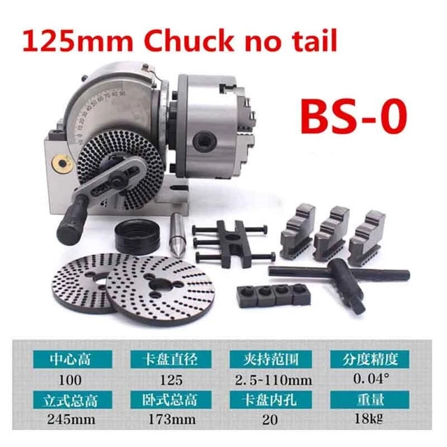 BS-0 Dividing Head for milling machine 125mm 3-Jaw Chuck Spiral Indexing Plate
