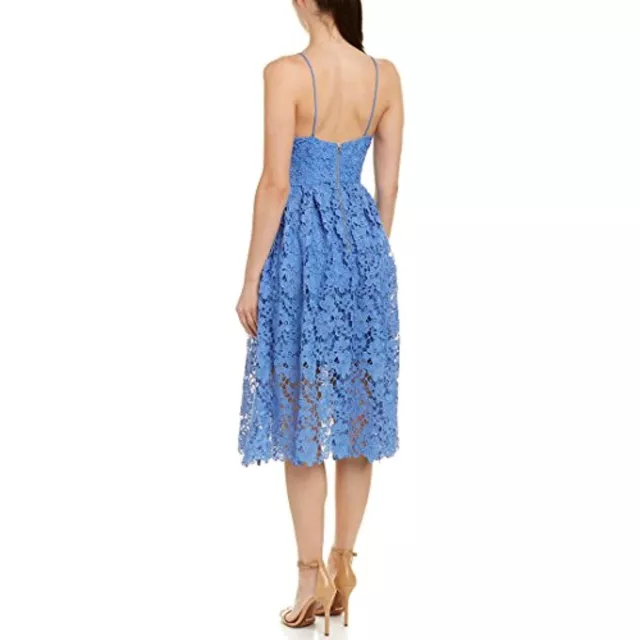 Donna Morgan Women's Chemical Lace Spaghetti Strap Midi Dress, Blue Bonnet, 10 2