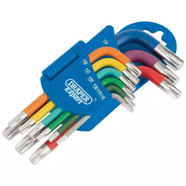 Draper 9 Piece 66135 Stubby Multi Colour Torx TX Star L-Key Set T10-T50