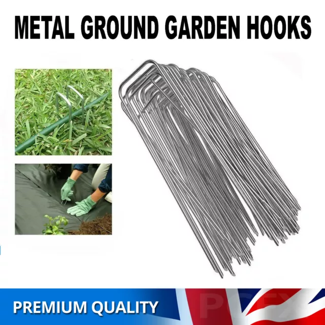 Galvanized Metal Pegs Ground Garden Membrane Pins Fabric Hooks Staples U Pins 6"