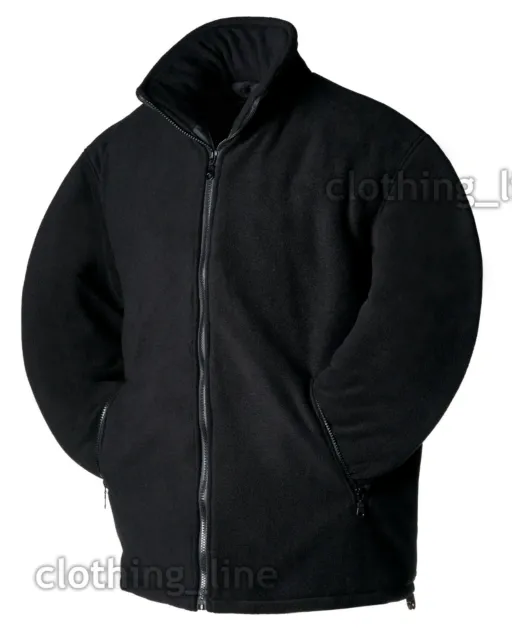 Mens Extra Thick Fleece Heavy Duty Work Jacket Padded Anti Pill Winter Black 3