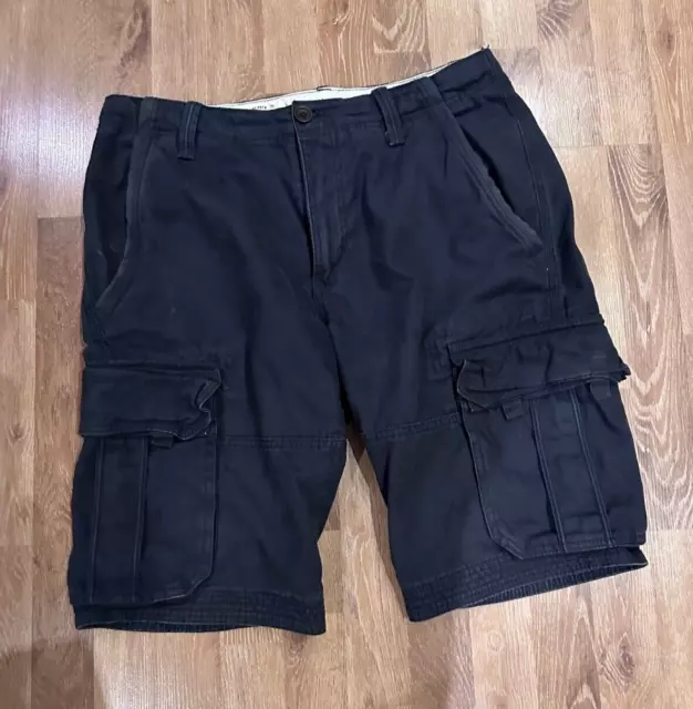 FAT FACE MENS Cargo Shorts W34 Blue Navy Zip Fly Pockets