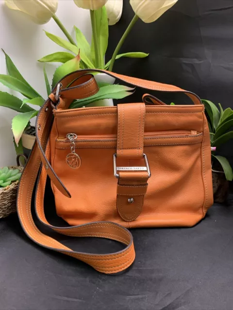 Franco Sarto Crossbody Shoulder Bag Orange Leather (032275)