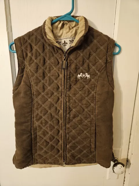 Equine Couture Quilted Brown Full Zipper Vest  Womens Size L  PERFORMANCE