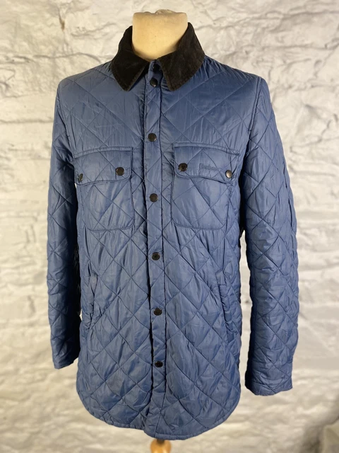 mens BARBOUR AKENSIDE Blue Quilted Shirt Jacket Size Large